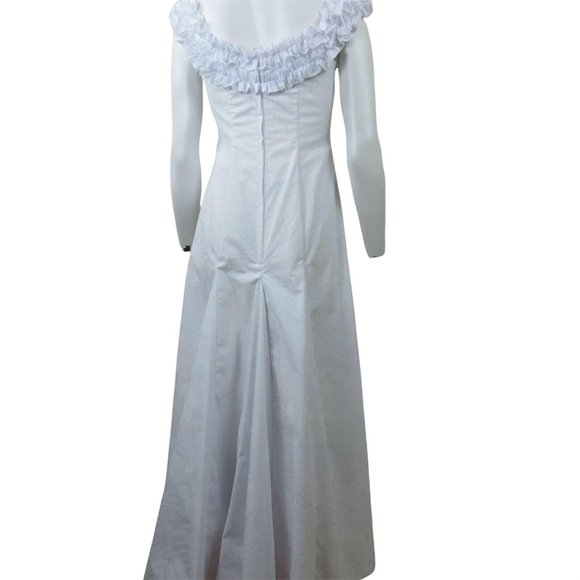 Vintage Princess Kaiulani Hawaiian Wedding Dress 2 Long White on White Floral - Picture 6 of 12